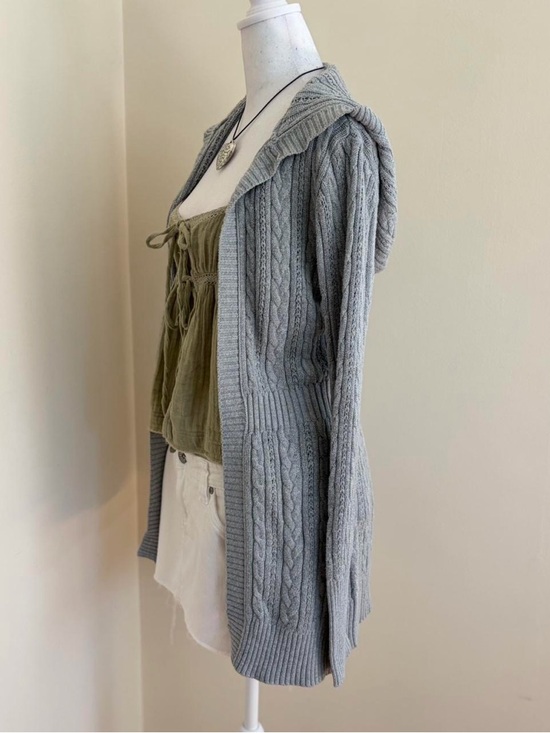Vintage Y2K cardigan duster hoodie fairy grunge gray knit sweater lolita S-M - Picture 5 of 10